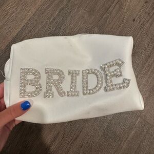 Bride Pearl Embellished White Cosmetic bag